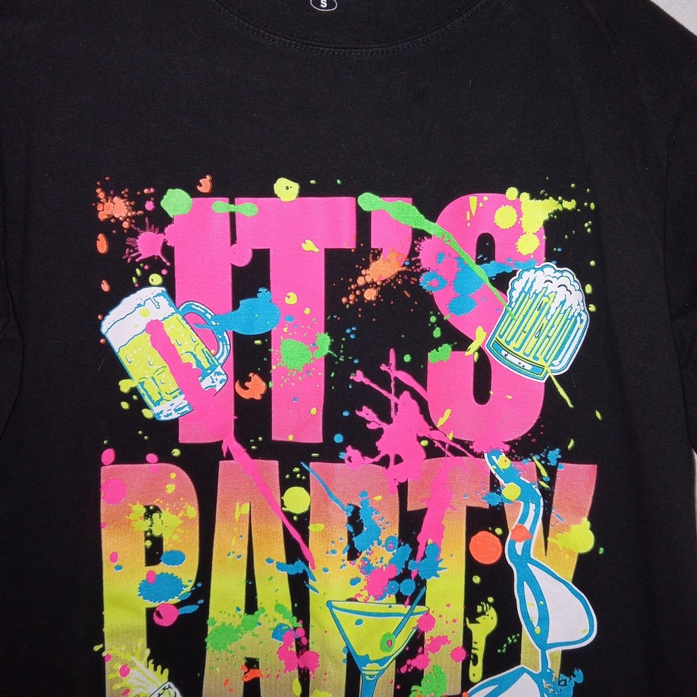 Surf Style Graphics Shirt Neon Bright Party Mens Size Small - Picture 5 of 13
